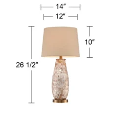 Regency Hill Cottage Table Lamps 26.5" High Set Of 2 Mother Of Pearl Tile Vase Beige Drum Shade For Living Room Family Bedroom Bedside Office -Adesso Sales Store GUEST 8bab6cf4 9521 4bde b4ca 97031b3b148c