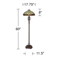 Robert Louis Tiffany Traditional Floor Lamp 60" Tall Bronze Tiffany Style Leaf Pattern Stained Glass Shade For Living Room Reading Bedroom -Adesso Sales Store GUEST 8bac1bb3 1efb 4111 b2f0 c858b7e217c2