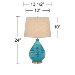 360 Lighting Modern Table Lamps 24" High Set Of 2 Coastal Ceramic Sky Blue Glaze Linen Fabric Drum Shade For Living Room Family Bedroom -Adesso Sales Store GUEST 8d0a8dc9 2007 42f0 9dc4 b17c03c9ff23