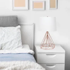 Geometric Wired Table Lamp With Fabric Shade Rose Gold - Lalia Home -Adesso Sales Store GUEST 8de1e4c3 179d 48fe bcd7 655995920583