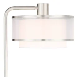 Possini Euro Design Modern Floor Lamps 60" Tall Set Of 2 With Tray Table USB Port Nickel Silver Organza White Linen Shades For Living Room -Adesso Sales Store GUEST 8e95807b 5ffd 488c 8657 a5d1449d428e