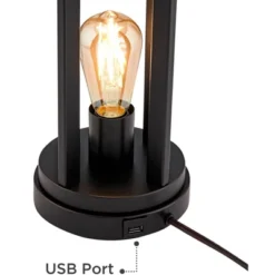 360 Lighting Marcel Industrial Table Lamps 24 1/4" High Set Of 2 Black Metal With USB Port LED Nightlight Peanut Shade For Bedroom Living Room Desk -Adesso Sales Store GUEST 8f2f161c adc5 4bd1 a983 ee65a718340b