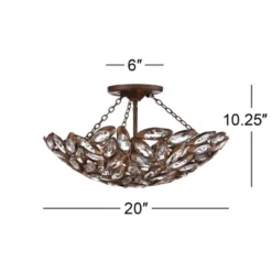 Franklin Iron Works Viera Rustic Ceiling Light Semi Flush Mount Fixture 20" Wide Bronze 3-Light Clear Cut Crystal Mosaic Bowl For Bedroom Living Room -Adesso Sales Store GUEST 8fad415e 7ee0 405f 8357 147df4454cde
