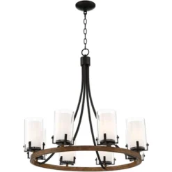Stiffel Black Wood Wagon Wheel Chandelier 29 1/2" Wide Industrial Clear Outer Frosted Inner Glass 8-Light For Dining Room House 13 Stiffel Black Wood Wagon Wheel Chandelier 29 1/2" Wide Industrial Clear Outer Frosted Inner Glass 8-Light For Dining Room House -Adesso Sales Store GUEST 912dab1f a1cc 4e8d beae de640d93ebcf