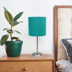 19.5" Bedside USB Port Feature Metal Table Desk Lamp Brushed Steel With Teal Fabric Shade - Creekwood Home -Adesso Sales Store GUEST 913a4b71 be53 43f7 bf30 d5663df7fc94