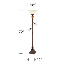 Kathy Ireland Mulholland Vintage Rustic Torchiere Floor Lamp With Side Lights 72" Tall Bronze Tortoise Shell Frosted Glass For Living Room Reading -Adesso Sales Store GUEST 9179ca99 eb52 4b01 9ecf 85cdda3a7c15