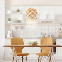 11.75" Simon Pinecone Wood Pendant (Includes Energy Efficient Light Bulb) Brown - JONATHAN Y -Adesso Sales Store GUEST 92d4a503 c9ed 4063 8e0d 5a6e0f27f9da