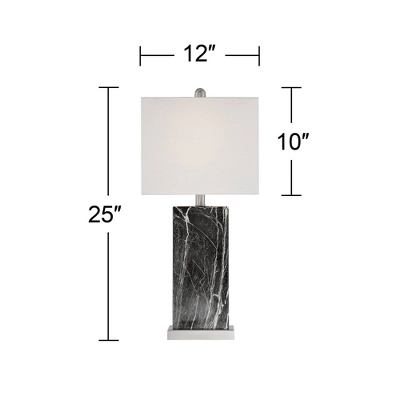 360 Lighting Connie Modern Table Lamps Set Of 2 With Acrylic Risers 25" High Black Faux Marble USB Charging Ports White Rectangular Shade For Desk 6 360 Lighting Connie Modern Table Lamps Set Of 2 With Acrylic Risers 25" High Black Faux Marble USB Charging Ports White Rectangular Shade For Desk - Image 6