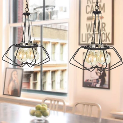 22" X 22" X 25" Ladue Metal Chandelier Black/Chrome - Cal Lighting 2 22" X 22" X 25" Ladue Metal Chandelier Black/Chrome - Cal Lighting - Image 2