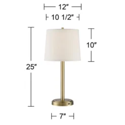 360 Lighting Camile Modern Table Lamps 25" High Set Of 2 Brass Metal With USB Charging Port Oatmeal Drum Shade For Bedroom Living Room Bedside Desk -Adesso Sales Store GUEST 936f4f88 f5fb 4ec0 adf7 d79ce8751edb