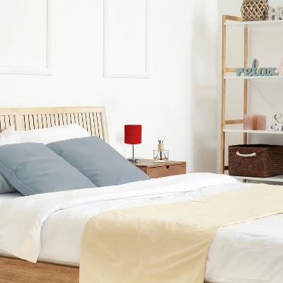 11.81" Traditional Petite Metal Stick Bedside Table Desk Lamp In Chrome With Fabric Shade Red - Creekwood Home 3 11.81" Traditional Petite Metal Stick Bedside Table Desk Lamp In Chrome With Fabric Shade Red - Creekwood Home - Image 3