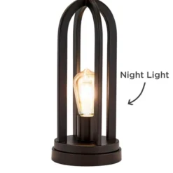 360 Lighting Marcel Industrial Table Lamps 24 1/4" High Set Of 2 Black Metal With USB Port LED Nightlight Peanut Shade For Bedroom Living Room Desk -Adesso Sales Store GUEST 939f96df 1631 4b7a b9ae a792383a37c5