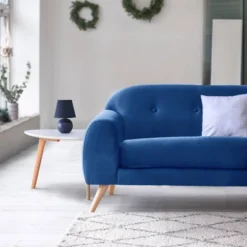 8.66" Petite Ceramic Orb Base Bedside Table Desk Lamp With Matching Tapered Drum Fabric Shade Blue - Creekwood Home -Adesso Sales Store GUEST 93d96d50 c856 489a afe9 5d8cef5bae43