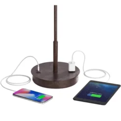 360 Lighting Modern Accent Table Lamp With USB And AC Power Outlet 23 1/2" High Bronze Fabric Drum Shade For Bedroom Living Room House Desk Bedside -Adesso Sales Store GUEST 943b3fba 9a98 4e8e 9706 c63e147e7fb3