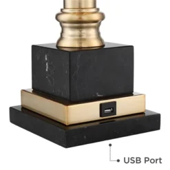 Barnes And Ivy Georgetown Traditional Desk Lamp 28 1/2" Tall Warm Brass With USB Charging Port Black Shade For Bedroom Living Room Bedside Office Kids -Adesso Sales Store GUEST 94b13a7e 0305 42a6 b106 7b0b1504f7cf