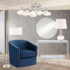 360 Lighting Serrena Modern Accent Table Lamp 23" High White Glass Brushed Nickel Metal With Nightlight Drum Shade For Bedroom Living Room House Home -Adesso Sales Store GUEST 9509894d 9834 4254 97d0 c85cccf24dbe