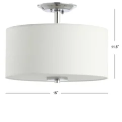 15" Marc Metal/Linen LED Semi-Flush Mount Chrome (Includes Energy Efficient Light Bulb) - JONATHAN Y -Adesso Sales Store GUEST 9532ed43 d4bb 4ed5 9b49 9a9a73d440db