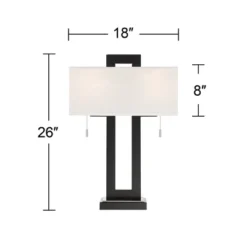 360 Lighting Neil Modern Table Lamp With Clear Riser 26" High Black With USB Charging Port White Rectangular Shade For Bedroom Living Room House Desk -Adesso Sales Store GUEST 95d6b352 f8b3 4101 8dcd 555e9e321bb6