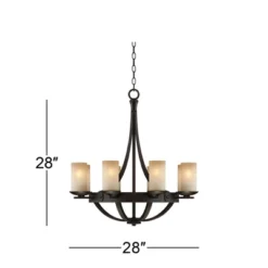 Franklin Iron Works Sperry Bronze Chandelier 28" Wide Rustic Farmhouse Cylinder Scavo Glass Shade 8-Light Fixture For Dining Room House Kitchen Island -Adesso Sales Store GUEST 95fcc86a 0bef 4013 9c02 aeb6ca9f16fa