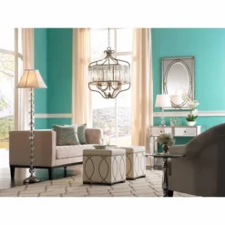 Vienna Full Spectrum Stella Antique Soft Silver Chandelier 22" Wide French Crystal Glass 6-Light Fixture For Dining Room House Foyer Kitchen Island -Adesso Sales Store GUEST 9656b9f1 6769 4991 bd5f 41e9fd1042bc