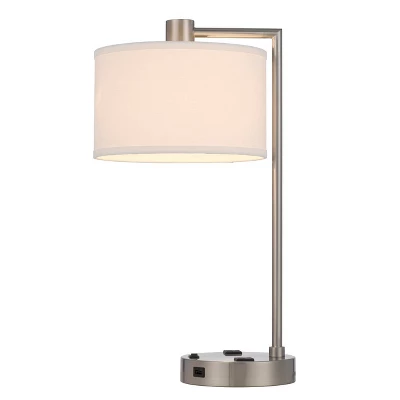 Transitional Desk Lamp With 2 Power Outlets And 2 USB Ports Brushed Steel - Cal Lighting 2 Transitional Desk Lamp With 2 Power Outlets And 2 USB Ports Brushed Steel - Cal Lighting - Image 2