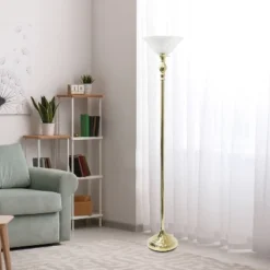 1-Light Torchiere Floor Lamp With Marbleized Glass Shade Gold - Lalia Home -Adesso Sales Store GUEST 992c21d5 fd60 4f7e a594 71eac5d55aaf