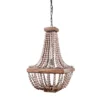 Wood/Metal Framed Chandelier With Wood Bead Draping Cream - Storied Home