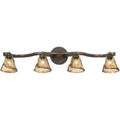 Pro Track 4-Head Ceiling Track Light Fixture Kit Adjustable Brown Bronze Finish Organic Amber Glass Western Kitchen Bathroom Living Room 41" Wide -Adesso Sales Store GUEST 9a583982 1b52 4caa be5a 863c56f202a5