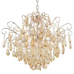 Vienna Full Spectrum Mellie Champagne Gold Chandelier 24" Wide French Crystal 6-Light Fixture For Dining Room House Kitchen Island Entryway Bedroom -Adesso Sales Store GUEST 9c60a86b 62f2 4f68 8519 d5f333eddd1d