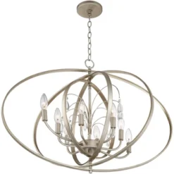 Possini Euro Design Tiller Champagne Satin Silver Pendant Chandelier 31 1/2" Wide Modern Open Orb Frame 8-Light Fixture For Dining Room Kitchen Island -Adesso Sales Store GUEST 9d5b4c51 6b5a 4c0b b666 fe134fd23059