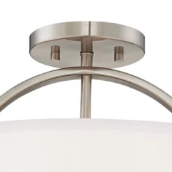 Possini Euro Design Halsted Modern Ceiling Light Semi Flush Mount Fixture 15" Wide Brushed Nickel 2-Light Oatmeal Linen Drum For Bedroom Living Room -Adesso Sales Store GUEST 9e08fafe 167a 43fc b40d edac36fcd3a6