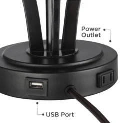 360 Lighting Heather Modern Accent Table Lamps Set Of 2 With Square Risers 22 1/2" High Iron USB And AC Power Outlet In Base Off White Glass For Desk -Adesso Sales Store GUEST 9f17b08b ef43 4728 8974 0133a1d5cfc3