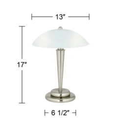 360 Lighting Deco Modern Accent Table Lamp 17" High Brushed Steel Touch On Off White Glass Dome Shade For Bedroom Bedside Nightstand Office Family -Adesso Sales Store GUEST a14d70b2 4bc8 4819 97eb c87ec392f7f2