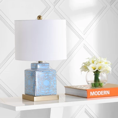 22" Ceramic/Metal Catherine Ginger Jar Table Lamp (Includes LED Light Bulb) Blue - JONATHAN Y 2 22" Ceramic/Metal Catherine Ginger Jar Table Lamp (Includes LED Light Bulb) Blue - JONATHAN Y - Image 2