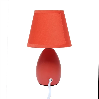 9.45" Petite Ceramic Oblong Bedside Table Desk Lamp With Matching Tapered Drum Shade Orange - Creekwood Home 9 9.45" Petite Ceramic Oblong Bedside Table Desk Lamp With Matching Tapered Drum Shade Orange - Creekwood Home - Image 9