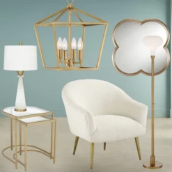 Possini Euro Design Cecil Modern Industrial Torchiere Floor Lamp 71" Tall Warm Gold Metal Opal Glass Shade For Living Room Bedroom Office House Home -Adesso Sales Store GUEST a40a4876 4d1a 4982 bfca 1144fb6c5584