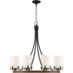 Stiffel Black Wood Wagon Wheel Chandelier 29 1/2" Wide Industrial Clear Outer Frosted Inner Glass 8-Light For Dining Room House 12 Stiffel Black Wood Wagon Wheel Chandelier 29 1/2" Wide Industrial Clear Outer Frosted Inner Glass 8-Light For Dining Room House -Adesso Sales Store GUEST a47155e7 50e4 4133 ba55 cf7aec4ae365