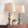 Regency Hill Regency Traditional Table Lamps 26 1/2" High Set Of 2 Beige Washed Fabric Tapered Drum Shade For Bedroom Living Room Bedside Nightstand