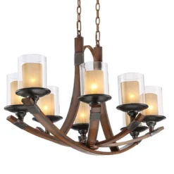 Franklin Iron Works Tafford Mahogany Wood Linear Pendant Chandelier 43 1/4" Wide Rustic Farmhouse Clear Glass 8-Light Fixture For Dining Room Kitchen -Adesso Sales Store GUEST a5362c0f c303 48af a2f4 657a173998fa