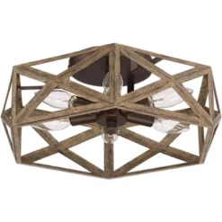 Possini Euro Design Moorcroft Modern Farmhouse Ceiling Light Semi Flush Mount Fixture 14 1/2" Wide Dark Wood Bronze 6-Light Hexagon Frame For Bedroom -Adesso Sales Store GUEST a61002d5 086f 43ee 86de 5d4d73cd4298
