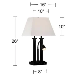 Possini Euro Design Deacon Modern Desk Table Lamp 26" High Black With USB And AC Power Outlet In Base LED Reading Light Oatmeal Shade For Office Desk -Adesso Sales Store GUEST a6d1edee 17a8 43de 955b 07fabb9825c0