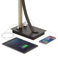 Franklin Iron Works Gentry Industrial Desk Lamp 22" High Oil Rubbed Bronze Faux Wood Cage With USB And AC Power Outlet In Base Oatmeal Shade For Desk -Adesso Sales Store GUEST a79543b3 1e94 4c04 8eaa eb89c45bf88e