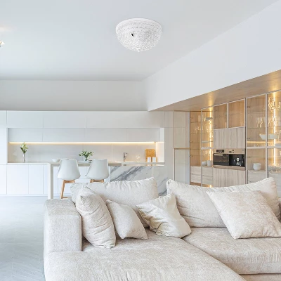 2pk 2-Light Crystal Glam Ceiling Flush Mount Pendants White - Lalia Home 2 2pk 2-Light Crystal Glam Ceiling Flush Mount Pendants White - Lalia Home - Image 2