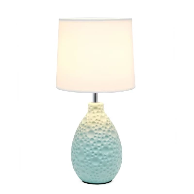 14.17" Traditional Ceramic Texture Thumbprint Tear Drop Table Desk Lamp With Tapered White Shade Blue - Creekwood Home 2 14.17" Traditional Ceramic Texture Thumbprint Tear Drop Table Desk Lamp With Tapered White Shade Blue - Creekwood Home - Image 2