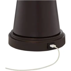 Franklin Iron Works Craig Rustic Farmhouse Table Lamps Set Of 2 With Square Risers 24 1/2" High Bronze With USB Charging Port Natural Shade For Desk -Adesso Sales Store GUEST aa5cefed 7046 43ee ad4b 4635a3e4b299