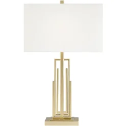 360 Lighting Sonia Modern Table Lamps 29 1/2" Tall Set Of 2 Gold Metal With Dual USB Charging Ports White Rectangular Shade For Bedroom Living Room -Adesso Sales Store GUEST aa9df019 6779 4458 b0fb e2101a1996ee