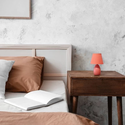 9.45" Petite Ceramic Oblong Bedside Table Desk Lamp With Matching Tapered Drum Shade Orange - Creekwood Home 6 9.45" Petite Ceramic Oblong Bedside Table Desk Lamp With Matching Tapered Drum Shade Orange - Creekwood Home - Image 6