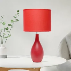 18.11" Traditional Standard Ceramic Dewdrop Table Desk Lamp With Matching Fabric Shade Red - Creekwood Home -Adesso Sales Store GUEST abfd609c ca3a 4ece aedb a050a2cd62bb