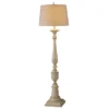 64" 3-way Distressed Beige Floor Lamp With Heather Oatmeal Hardback Fabric Shade (Includes Light Bulb) - StyleCraft