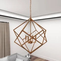 Modern Metal Chandelier With Link Style Chain Gold - Olivia & May -Adesso Sales Store GUEST adfca891 abae 4c6d 8029 185e29014b09